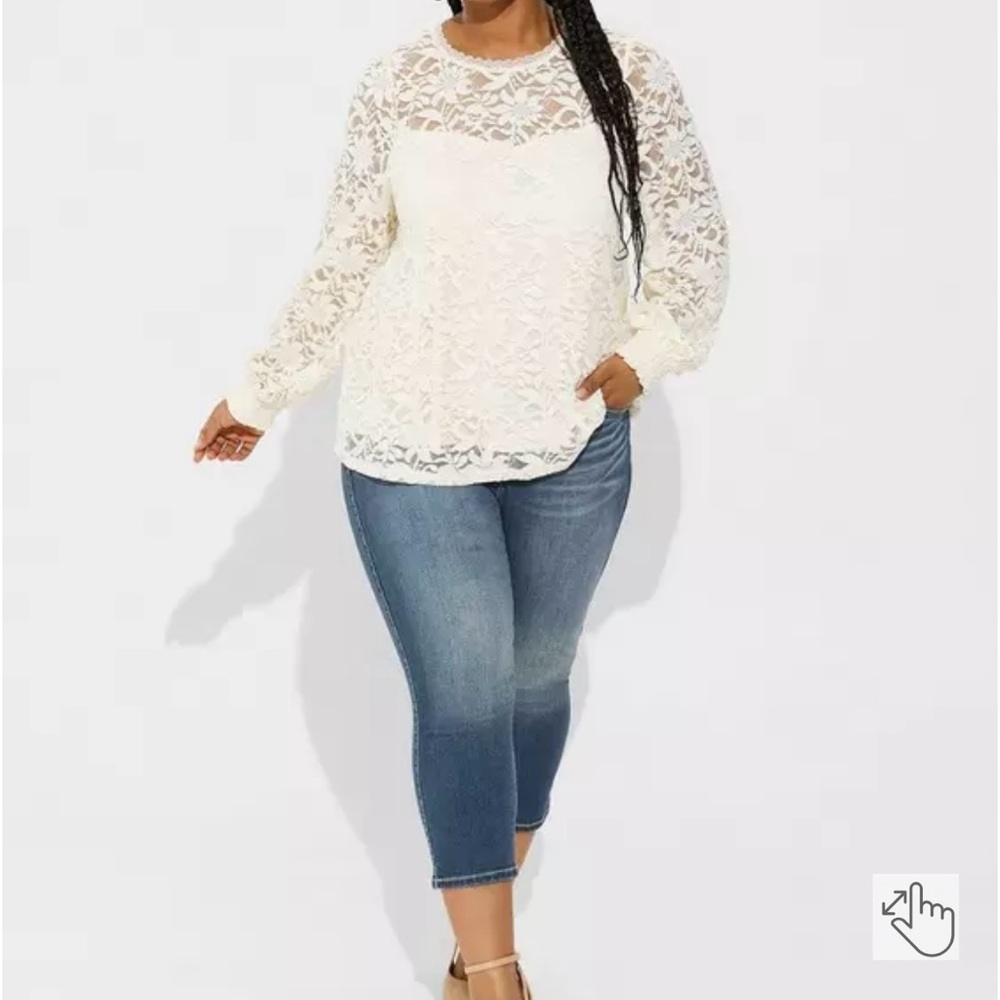 Torrid Stretch Lace And Mesh Crew Neck Long Sleeve Top- 5X